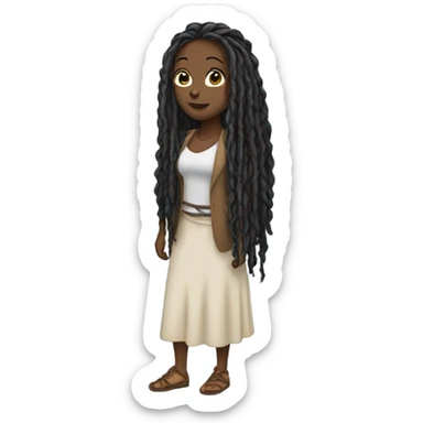 Black woman with long dread locs sticker