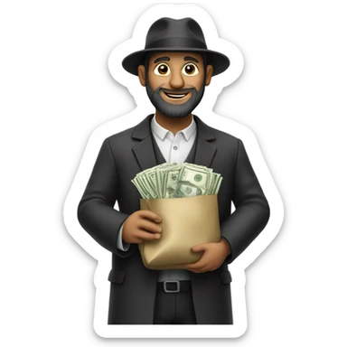 Rabbi with a bag of money sticker