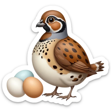 Quail with white  eggs with brown spots sticker