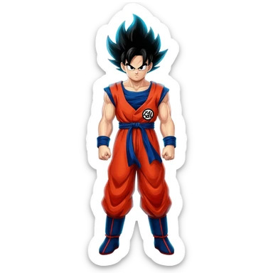 Goku su pelo de aura con rojo y azul Y que se vea todo menos los pies sticker