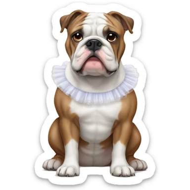 Brown and white English bulldog wearing tutu  sticker