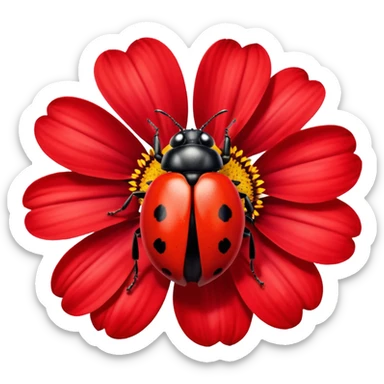 ladybird on flower sticker