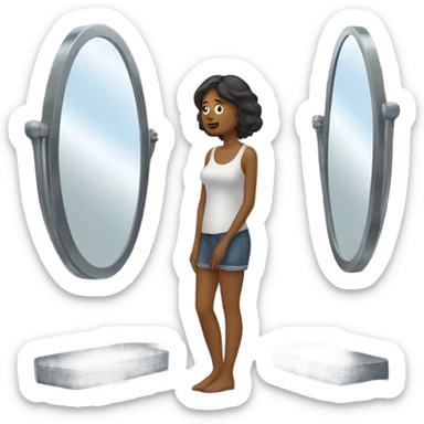 woman looks in the mirror and sees herself sticker