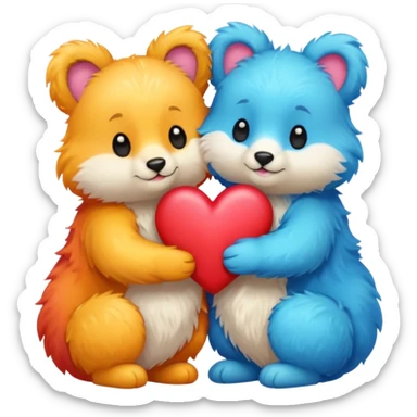 cute animals in love with hearts sticker
