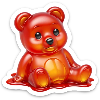 Sad Gummy bear melting into ground sticker