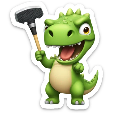 angry dino with a club sticker