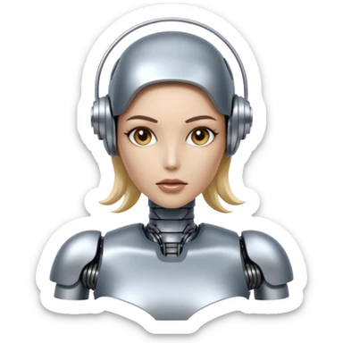 A female robot with a sexy body and power surging out of her brain sticker