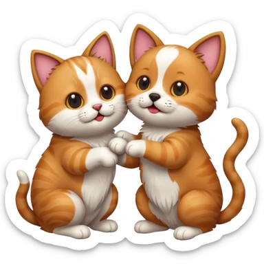 Cat playing with dog sticker