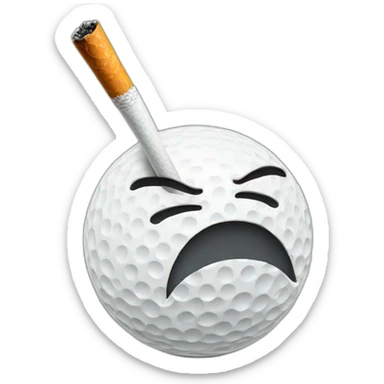 golf ball with face smoking a cigarette sticker