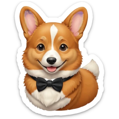 Corgi with black bow tie, half body sticker