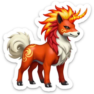 Shiny Exotic Gothic Rapidash-Houndoom-Arcanine-Pokémon-Fakémon-hybrid-creature sticker