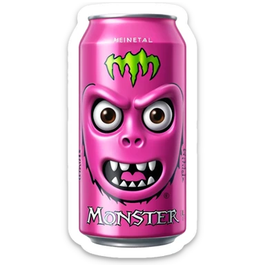 Pink monster energy drink with the logo of original monster company energy drink do not add the face in it just normal monster can  sticker