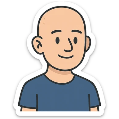 flat toon style bald white guy sticker
