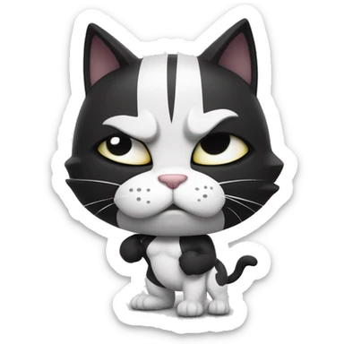 Galactic Ultra Muscular gigachad black and white Cat flexing His biceps sticker