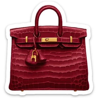 dark red crocodile birkin with a golden hardware  sticker