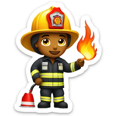 Firefighter putting out big fire with small fires burning in the back sticker