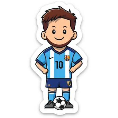 lionel messi smiling wearing a blue and white striped soccer jersey sticker