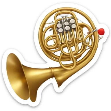 French horn with red hearts around it sticker