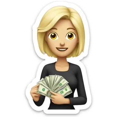 Blonde Woman  holding money  sticker