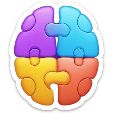 brain divided to the 4 big colorful puzzles sticker
