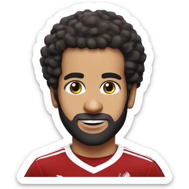 Mohammed Salah with afro hair in a liverpool shirt sticker