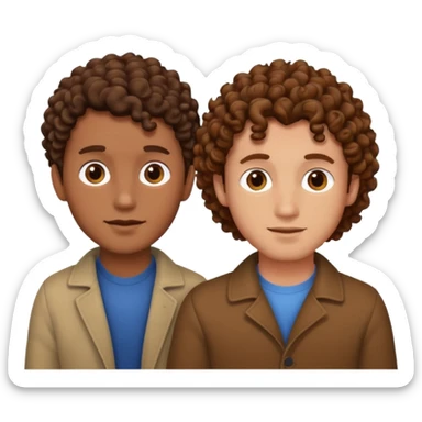 two cute boyfriends brown hair one curly sticker