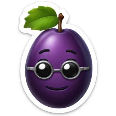 Plum that looks like butt and has glasses sticker
