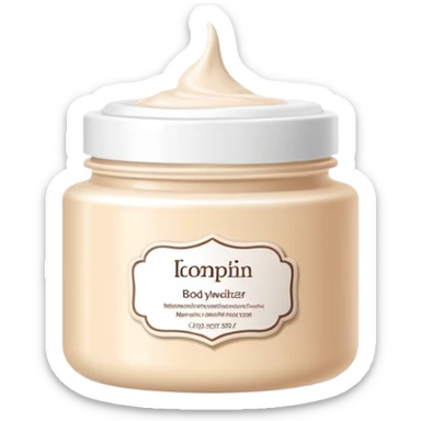 Body moisturizer cream pot with label beige  sticker