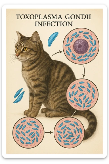 Toxoplasma gondii, infetta gatto in italiano sticker