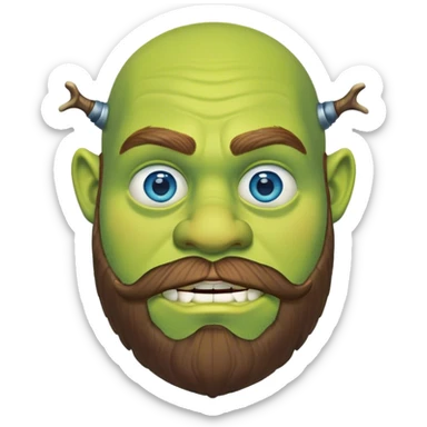 shrek with a beard and blue eyes  sticker