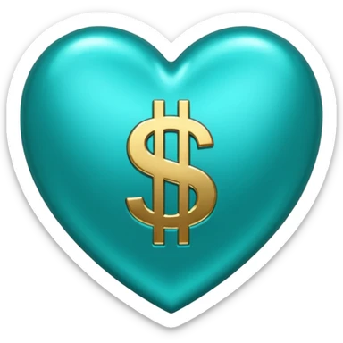 Teal heart with dollar signs sticker