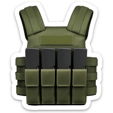 Green fatigue plate carrier bandolier with magazine pouch  sticker