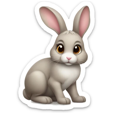 cute little doe eyed bunny rabbit with a heart on paws sticker