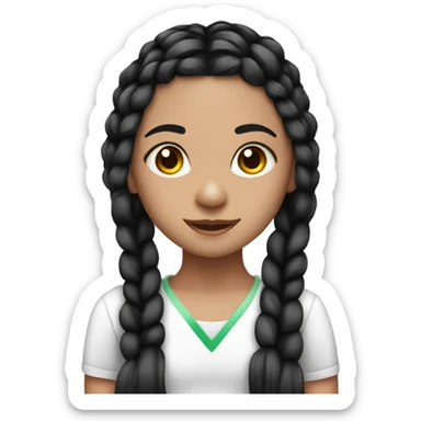 Fair skinned girl with Black braids and a ribbon on her hair sticker