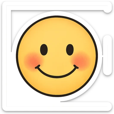 yellow face with blushing cheeks emoji, digital illustration sticker