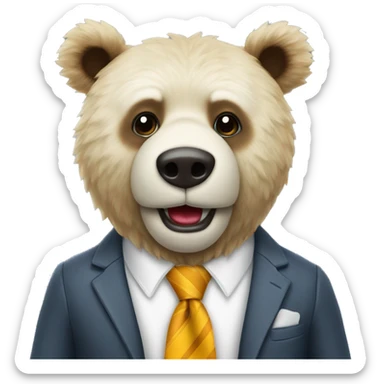 un oso agarrando corbata elegante  sticker