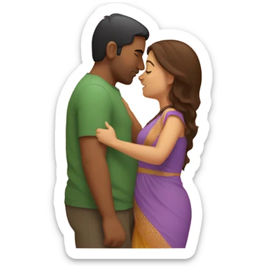 Indian man kissing white overweight brunette woman  sticker