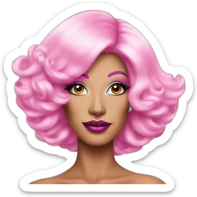 Drag Queen wearing pink wig and extravagant makeup sticker