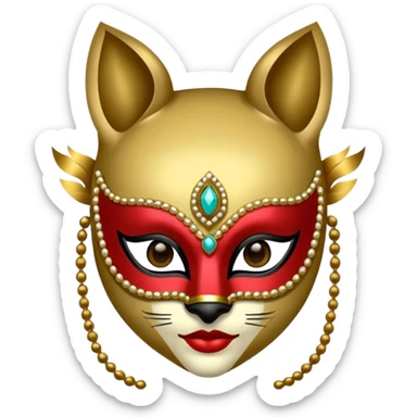 leoğard with glamorous masquerade mask sticker