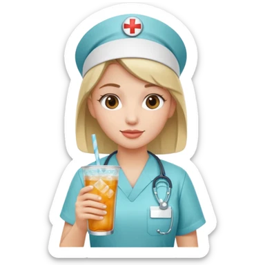 nurse holding icey drink sticker