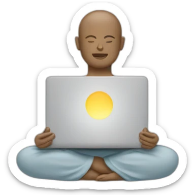 A laptop screen depicting meditation sticker