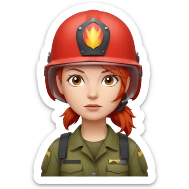 women Soldier red hair just sticker