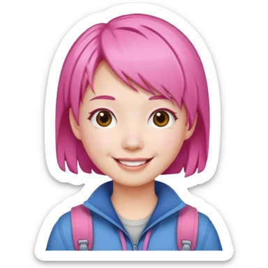 chinese pink haired toutist sticker