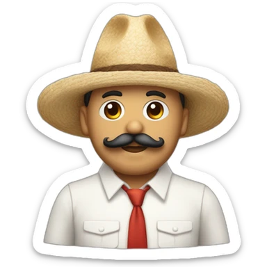 papi chifle con cuerpo y un bigote con sombrero de paja sticker