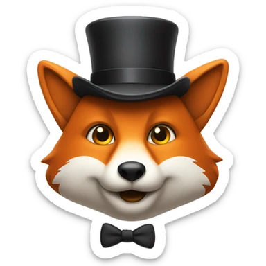 Original fox emoji wearing a bowler hat sticker