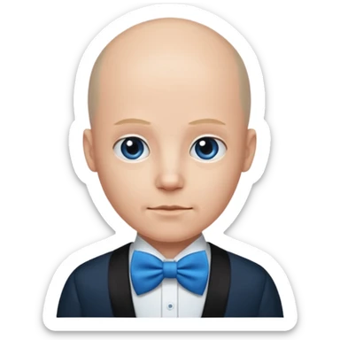 Bald with blue bow tie, balck dress sticker