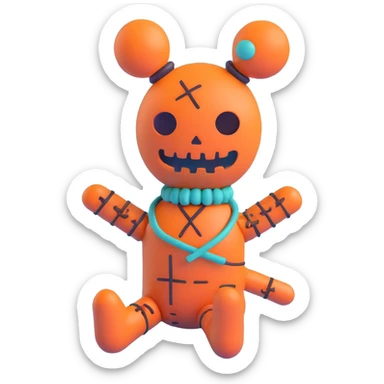 teal and orange voodoo doll sticker