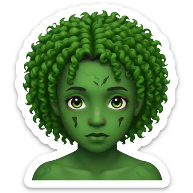 Faça um personagem negro com cicatrizes no rosto deixe o cabelo crespo e a pele verde sticker