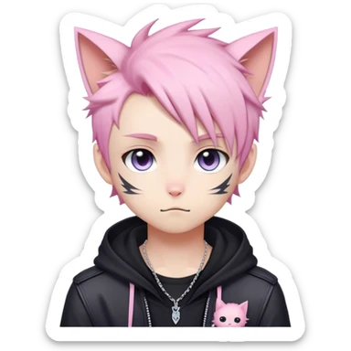 Cute Edgy Attractive Gorgeous Kawaii Pastel Anime Punk Catboy  sticker