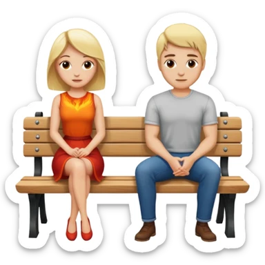 Blond woman and a man, who trust. Passion and Fire, Bench sticker